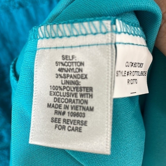 NWT. Dress Barn 16 Teal Lace Shift Dress. - Picture 8 of 12